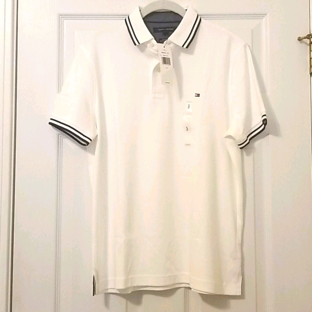 21. TOMMY HILFIGER-Unisex White Polo Shirt- Brand New